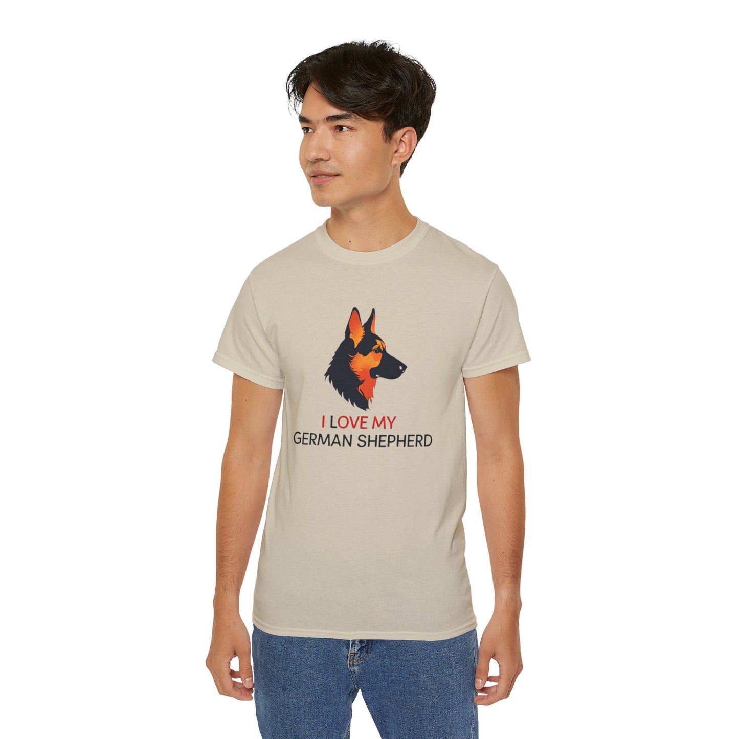 German Shepherd Lovers Unisex Ultra Cotton Tee - "I Love My German Shepherd", Dog Owner Gift, Canine Apparel, Pet Lover T-Shirt