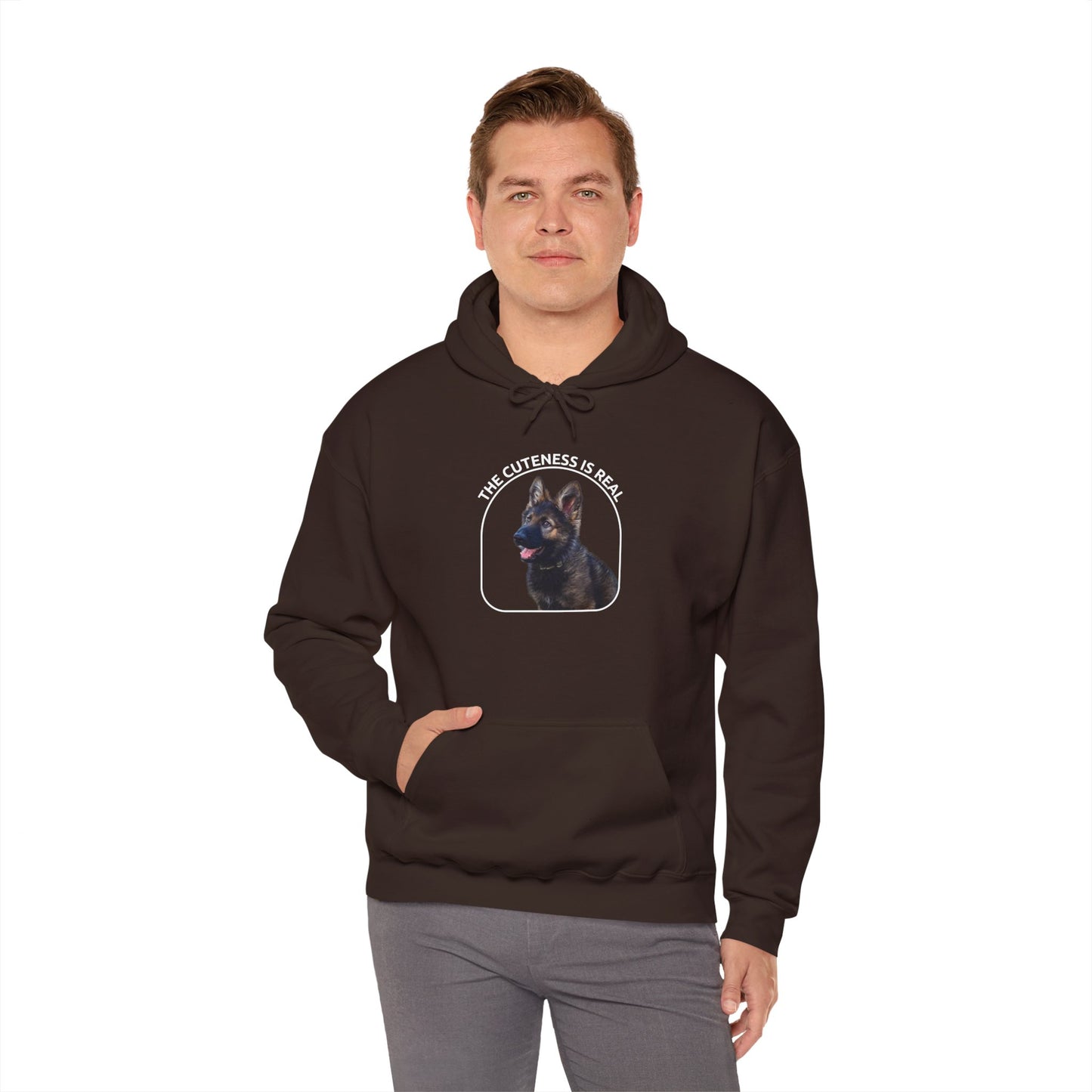 Unisex Dog Lover Hoodie With Cute German Shepherd Puppy and Caption The Cuteness Is Real