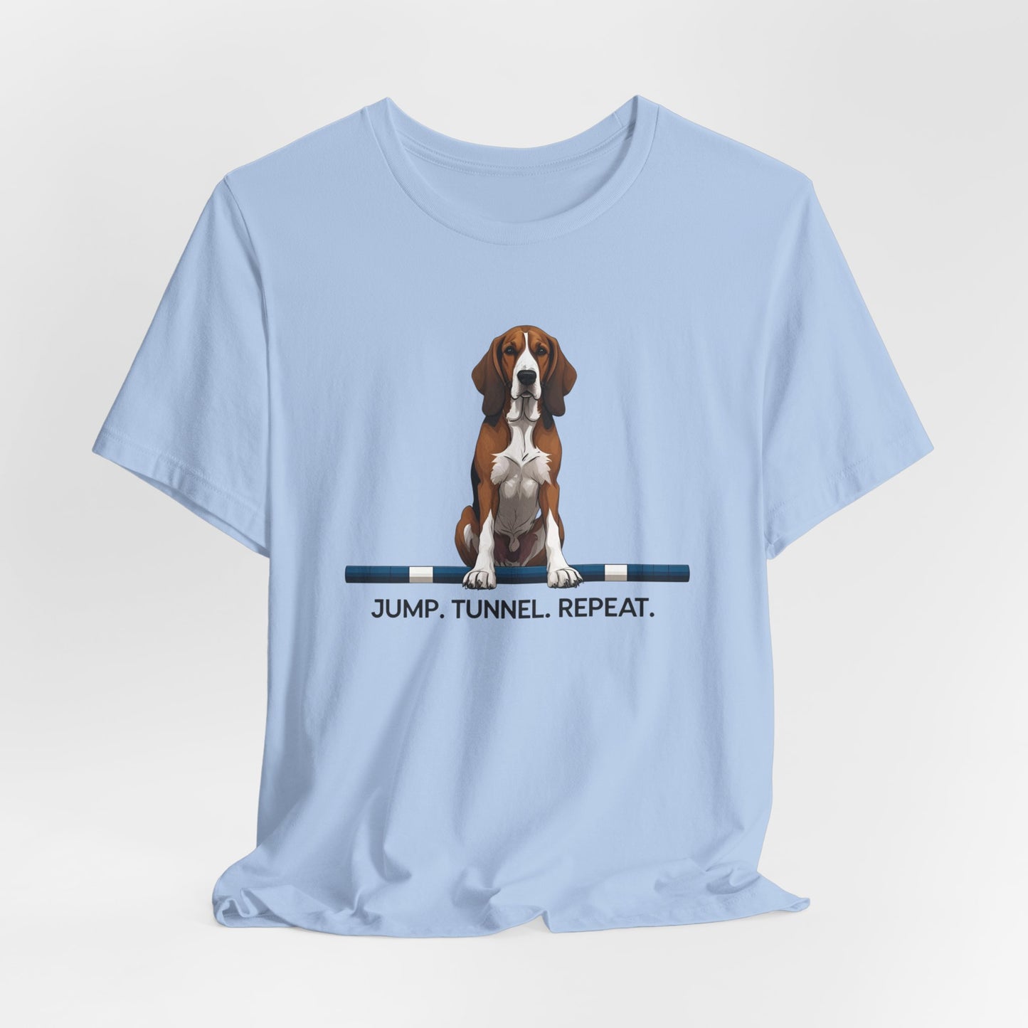 Dog Agility Tee, Fun Pet Lover Shirt, Jump Tunnel Repeat T-Shirt, Dog Enthusiast Apparel, Gift for Dog Owners