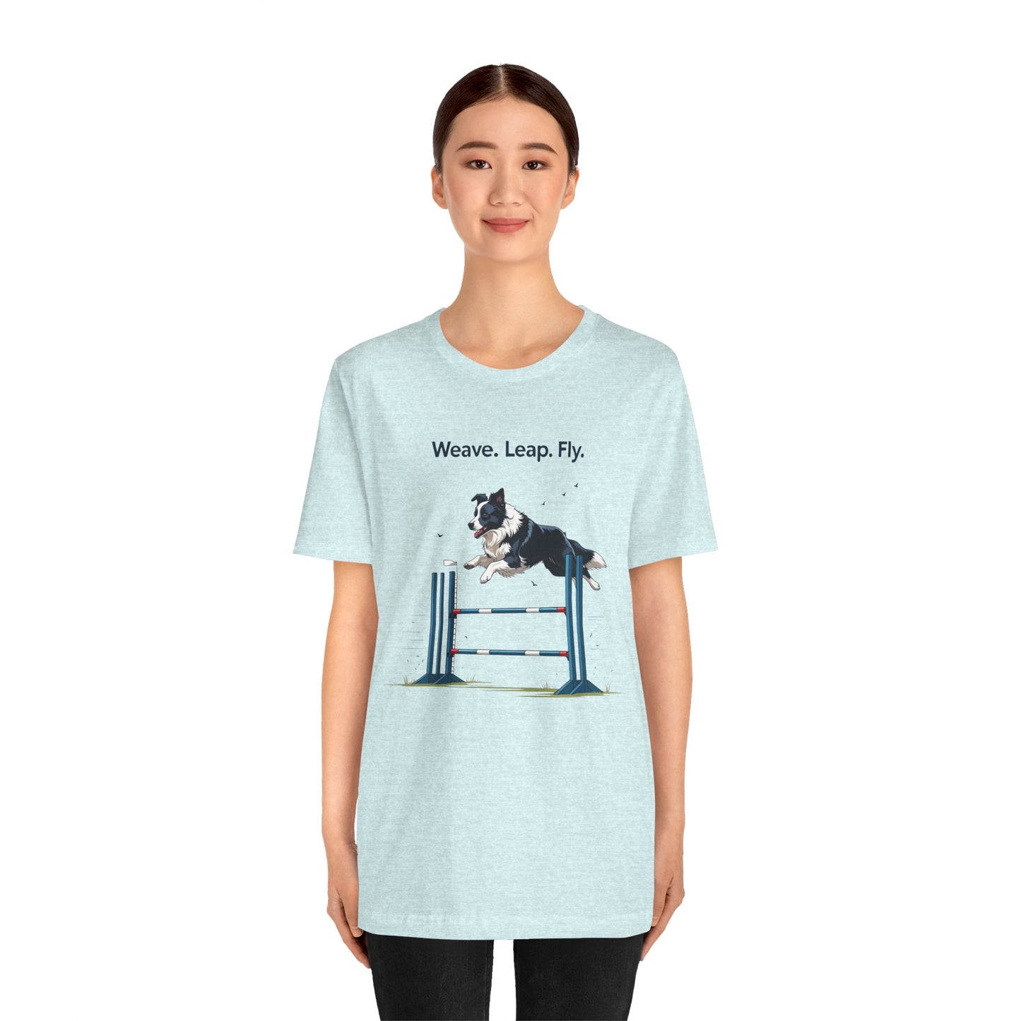 Dog Agility Spirit T-Shirt, Weave Leap Fly Tee, Gifts for Dog Lovers, Pet Enthusiasts, Animal Lovers T-Shirt, Casual Wear, Dog Show Gear