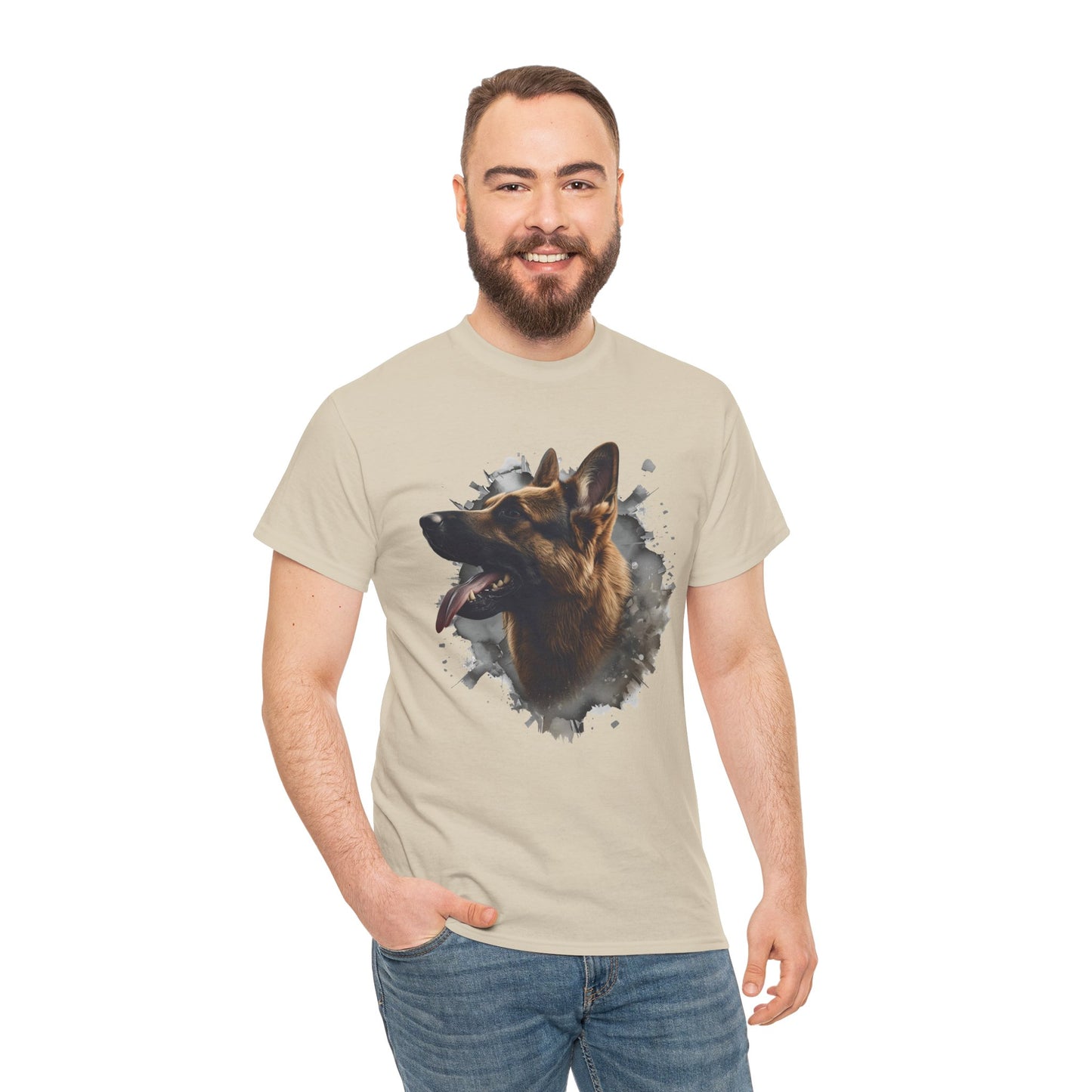 German Shepherd Lover Tee With 3D Design, Unisex Cotton Shirt, Dog T-Shirt, Pet Lovers Gift, Animal Enthusiast Apparel