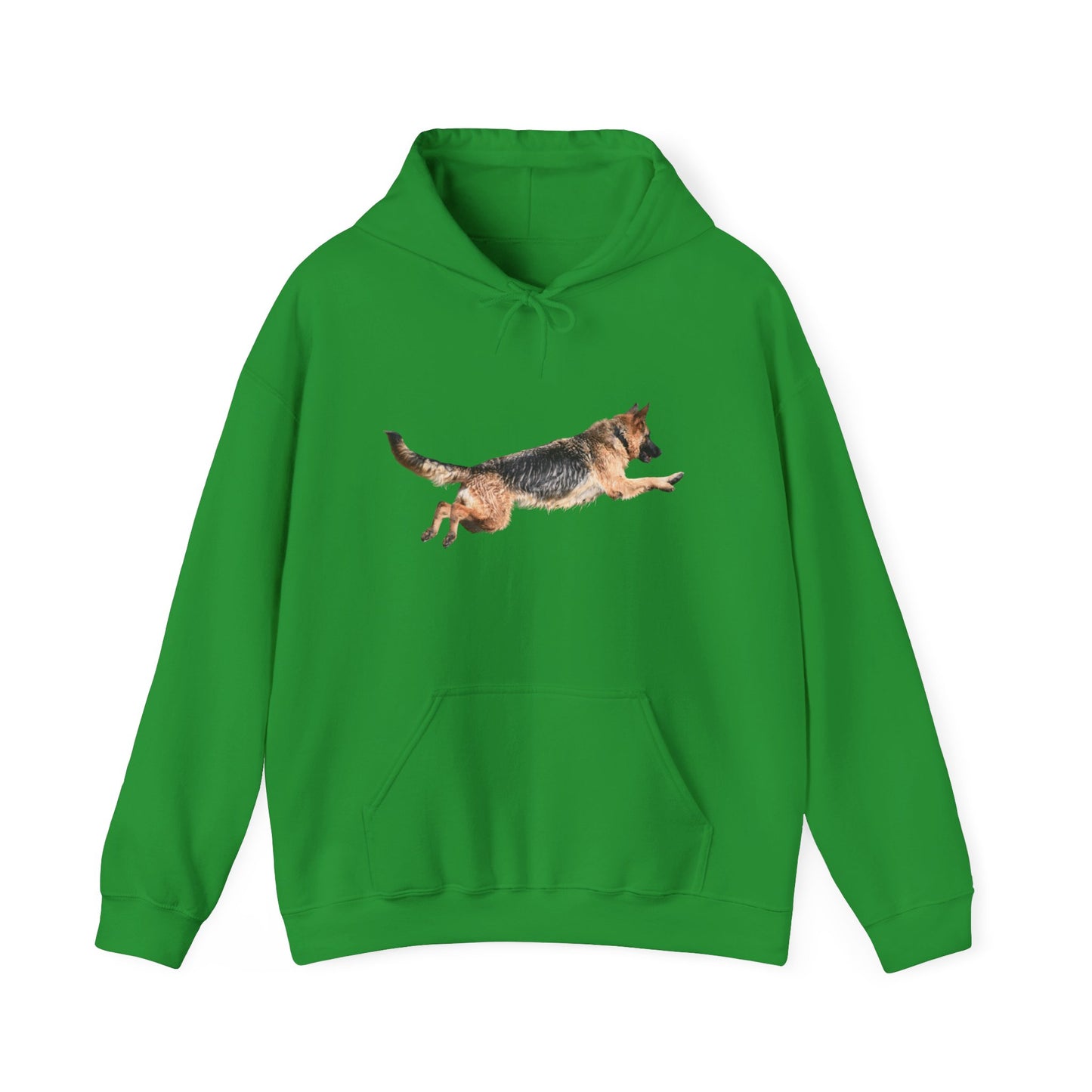 Unisex Dog Lover Hoodie With a Wet German Shepherd Jumping in the Air