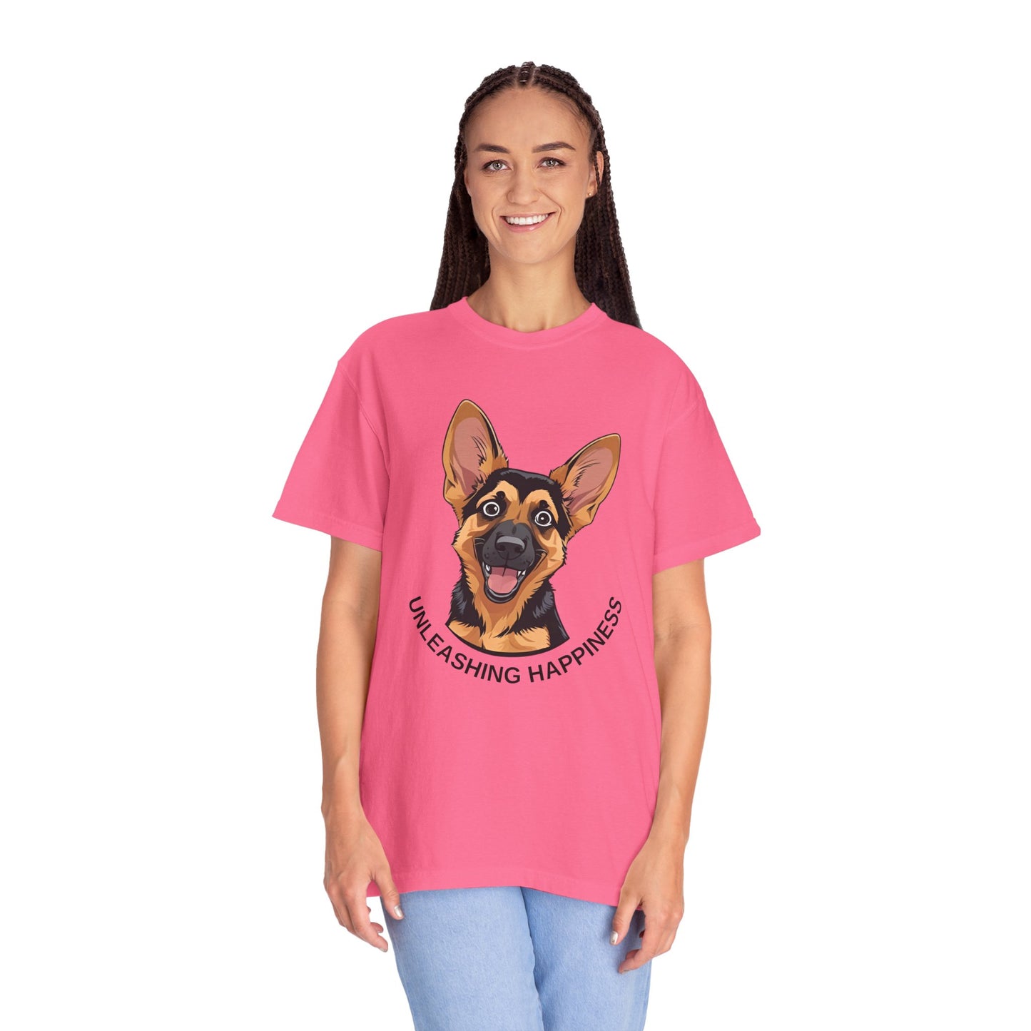 Happy Dog Graphic Tee, Unisex German Shepherd Puppy T-Shirt - Unleashing Happiness, Pet Lover Gift, Animal Lovers Apparel, Unique Dog Lover Shirt