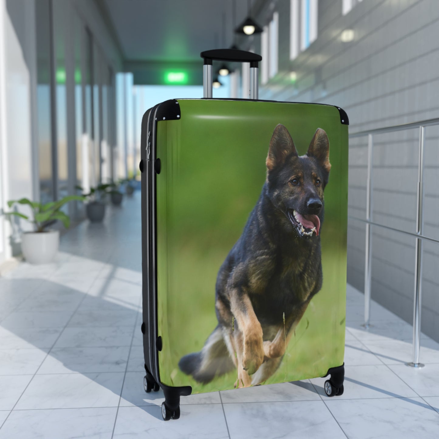 Dog Lovers Suitcase Featuring a Working Line German Shepherd Running On the Grass