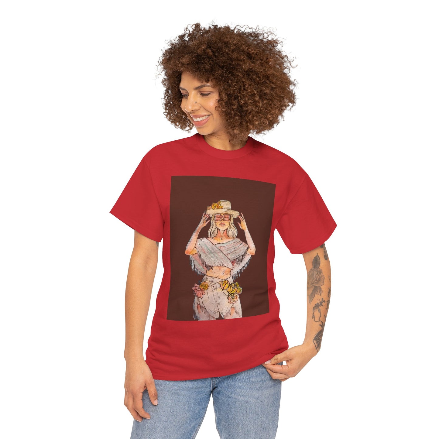 Bohemian Vibes Unisex Heavy Cotton Vintage Tee, Casual Wear, Summer Style Shirt, Gift for Her, Festival Outfit, Art-Inspired Apparel