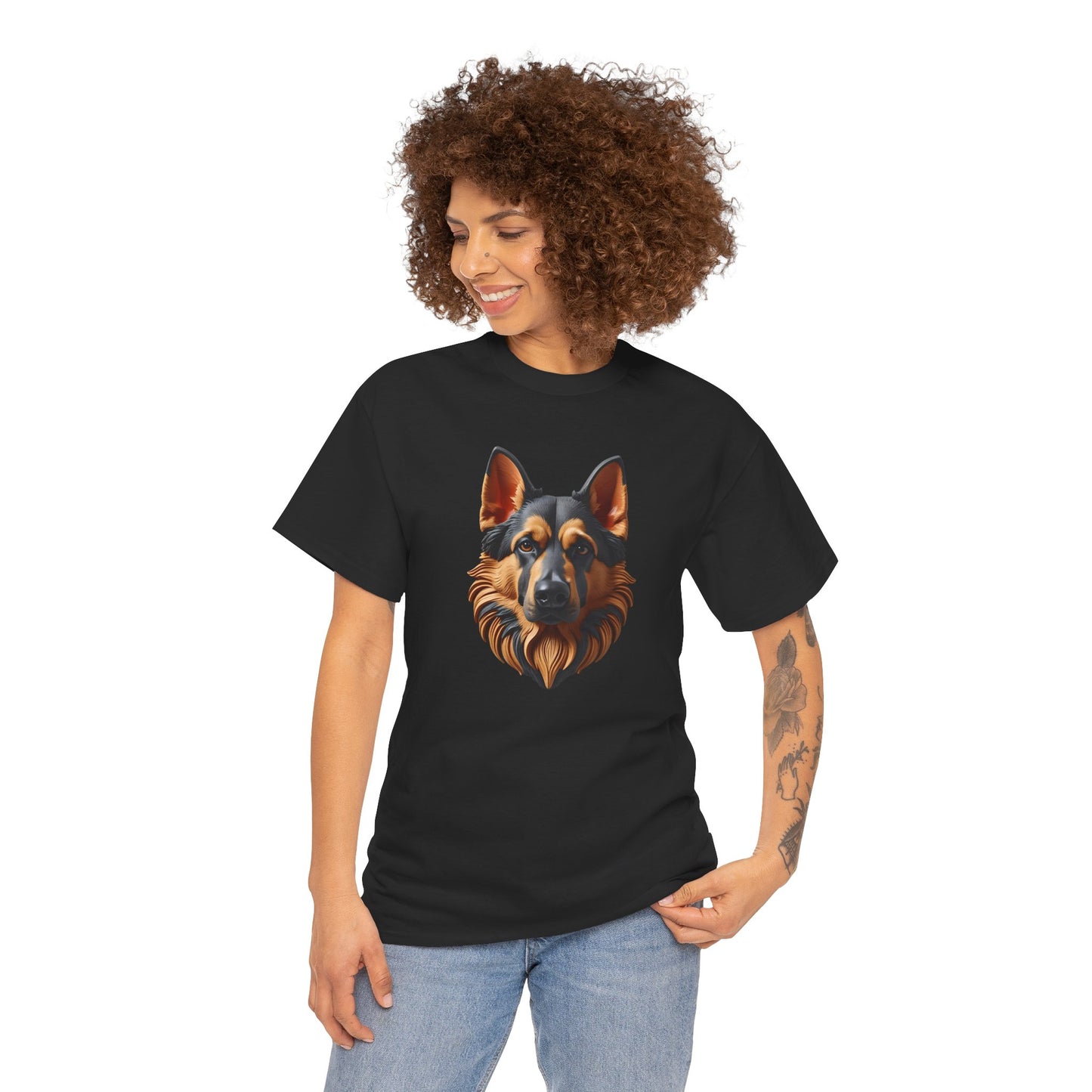 German Shepherd Lover Tee With 3D Design, Unisex Cotton Shirt, Dog T-Shirt, Pet Lovers Gift, Animal Enthusiast Apparel