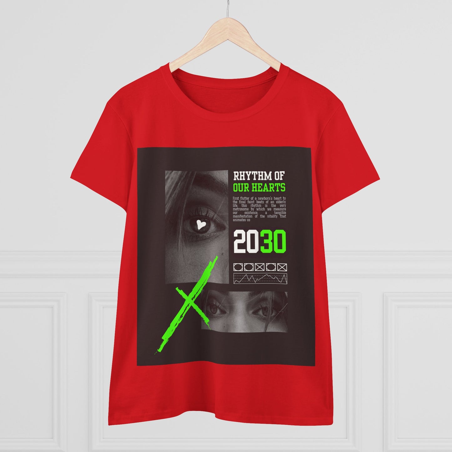 Women’s Graphic Tee, Rhythm of Our Hearts Shirt, Casual Wear, Music Lover Shirt, Gift for Her