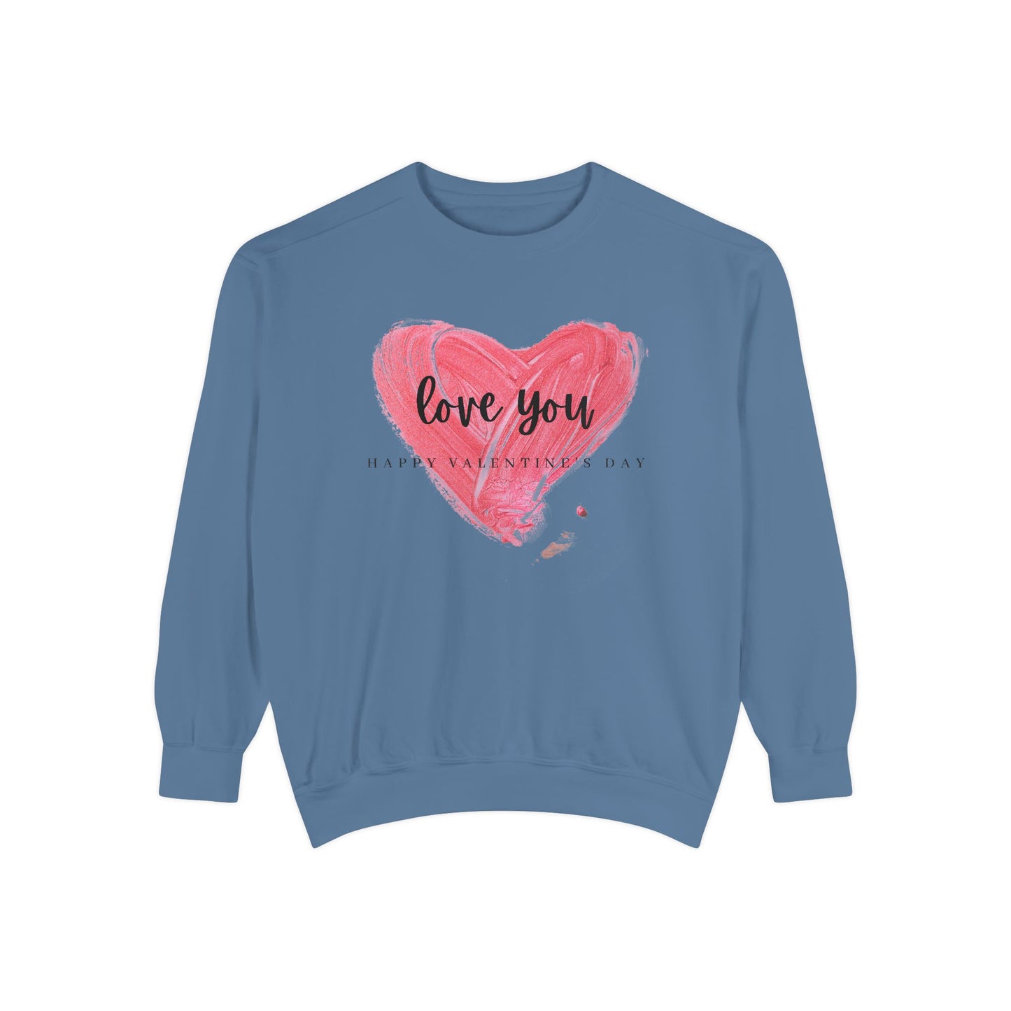 Unisex Valentine's Day Sweatshirt With Brush Art of Red Heart and Caption Love You Inside
