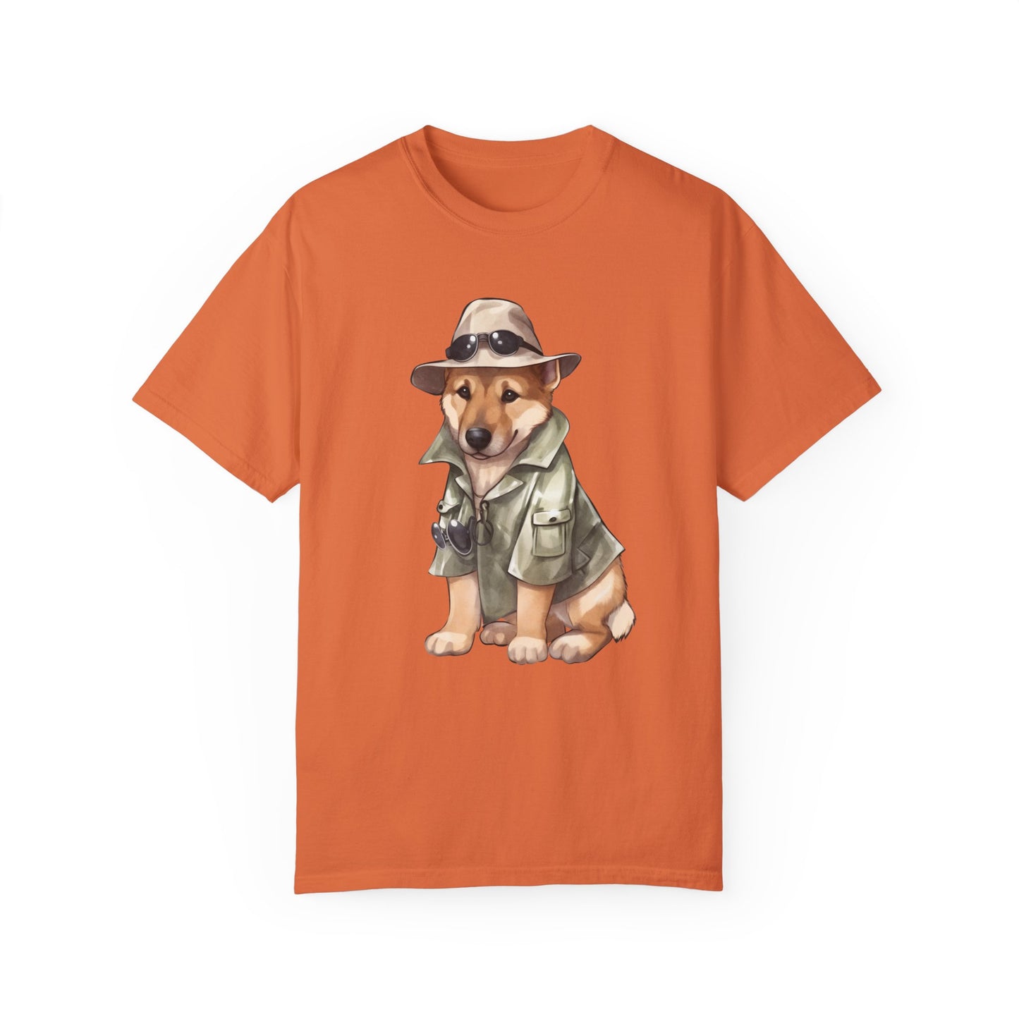 Unisex Dog Lover T-Shirt With a Graphic of German Shepherd Wearing Detector's Hat and Costume