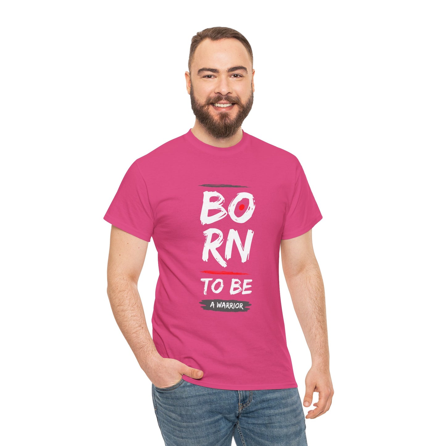 Born to Be a Warrior Unisex Heavy Cotton Tee, Inspirational Shirt for Veterans, Motivational Gift, Fitness Apparel, Casual Wear