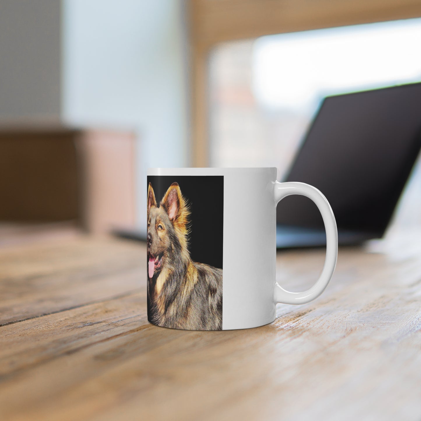 White Ceramic Dog Lover Mug With an Old-Fashioned German Shepherd and Caption My Faithful Friend For Life