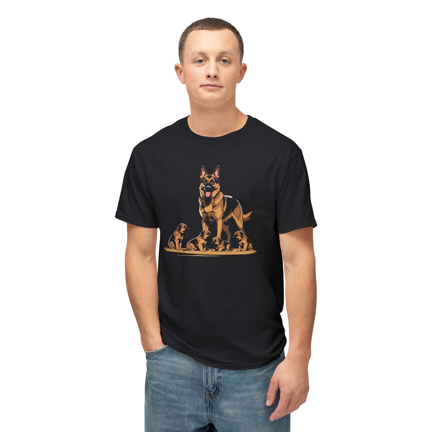 Adorable German Shepherd Family T-Shirt | Dog Lover Gift, Pet Owners Tee, Animal Lovers Apparel, Cute Canine Shirt, Father's Day Gift