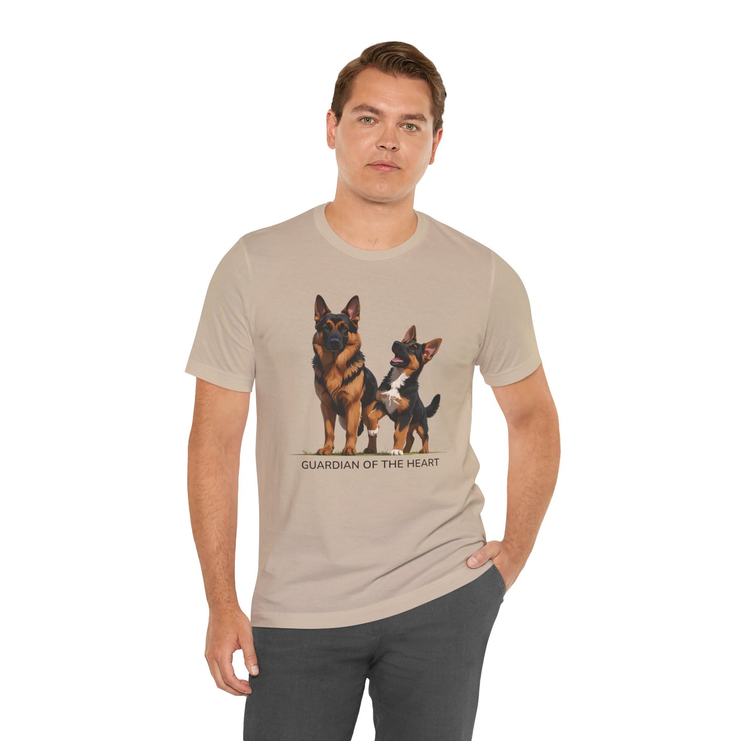 German Shepherd and Puppy Tee - Guardian of the Heart, Gifting for Pet Owners, Cute Graphic Shirt, Perfect for Birthdays, Dog-Themed Apparel