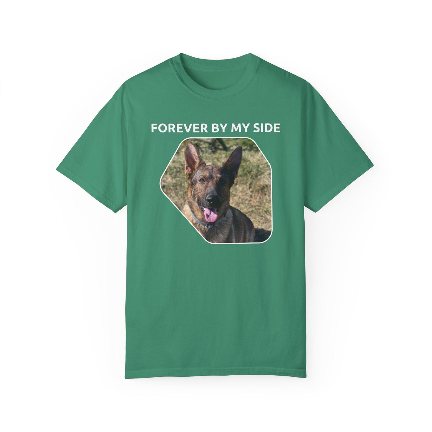 Unisex Dog Lover T-Shirt With Sable German Shepherd and Caption Forever By My Side