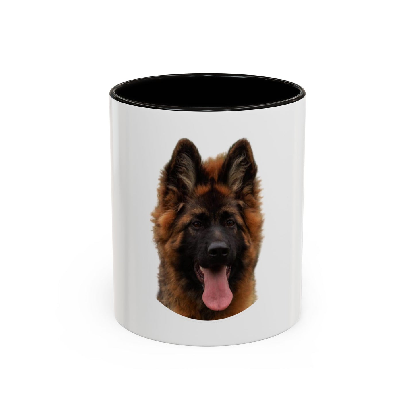 Dog Lover Mug With a Beautiful Long Coat German Shepherd Puppy Leaving Tongue Out