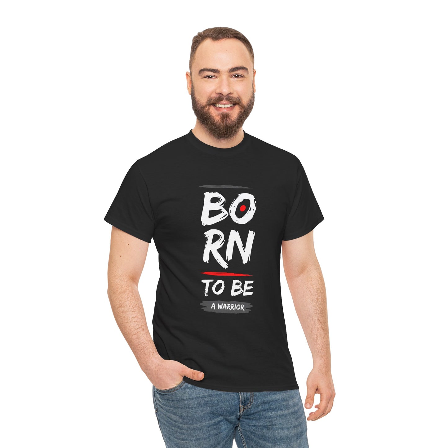 Born to Be a Warrior Unisex Heavy Cotton Tee, Inspirational Shirt for Veterans, Motivational Gift, Fitness Apparel, Casual Wear