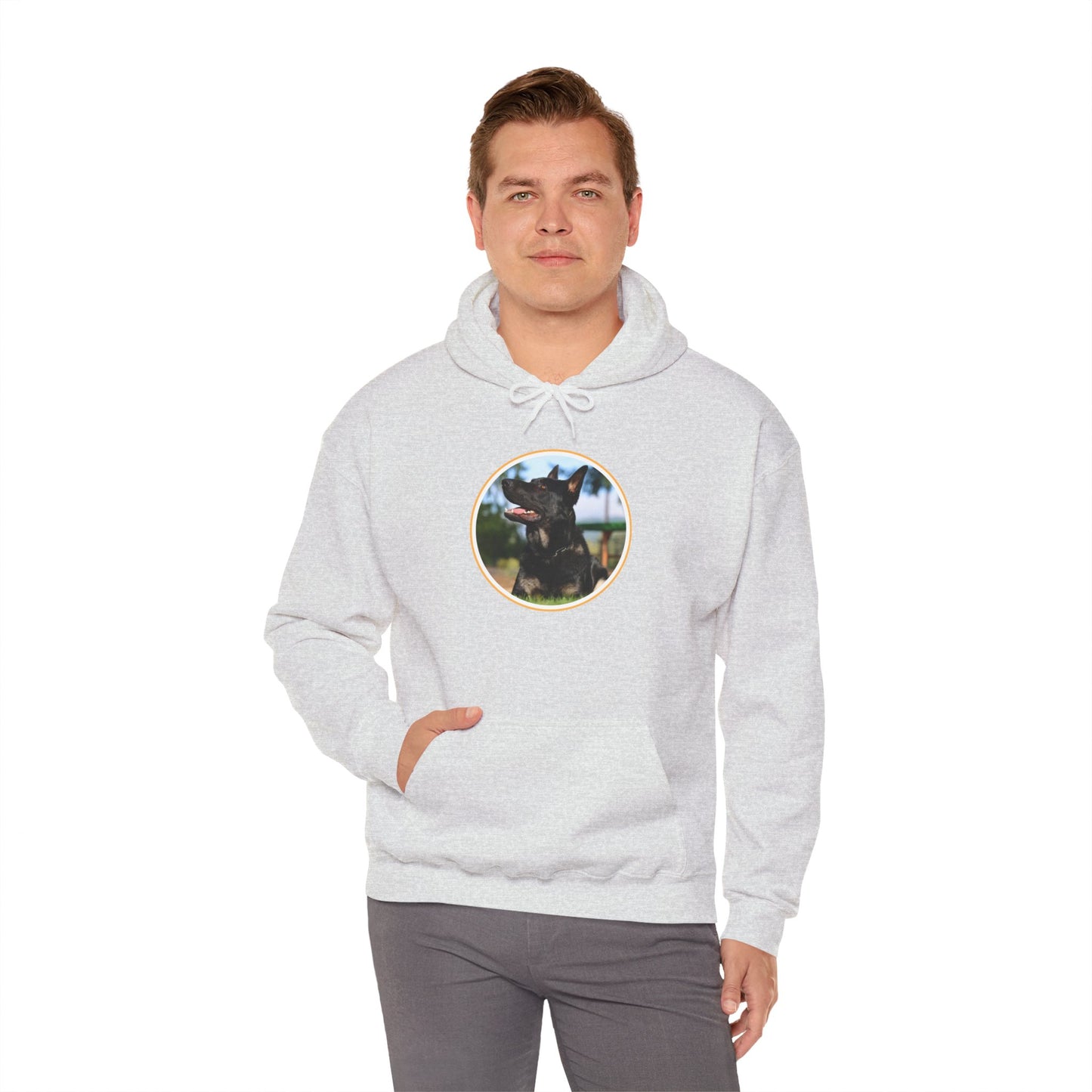 Unisex Dog Lover Hoodie With Bicolor German Shepherd with Intense Expression