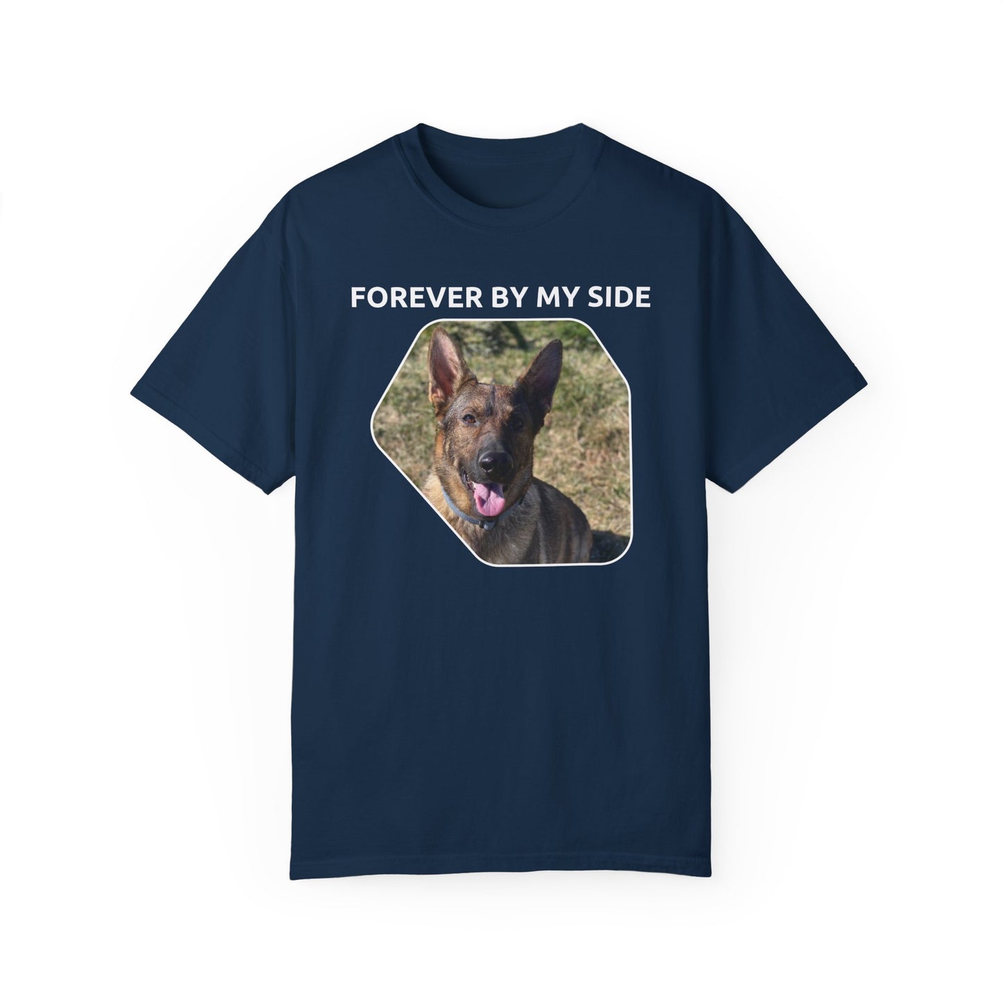 Unisex Dog Lover T-Shirt With Sable German Shepherd and Caption Forever By My Side