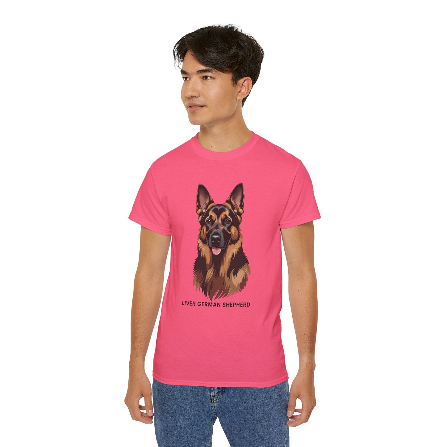 Liver German Shepherd Tee, Dog Lover Shirt, Pet Owner Gift, Animal Print T-Shirt, Unisex Graphic Tee, Birthday Present for Dog Lovers