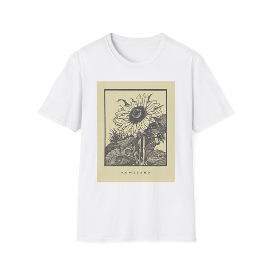 Vintage Sunflower Unisex T-Shirt, Softstyle Tee, Casual Wear, Nature Lover Gift, Summer Fashion, Homelands Design