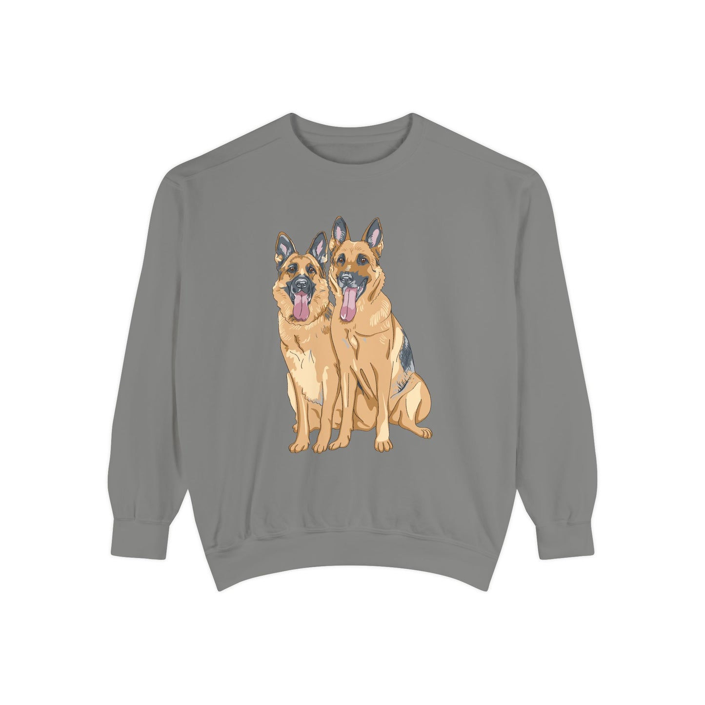 Unisex Dog Lover Sweatshirt With Graphic of Two German Shepherd Sloppily Sitting
