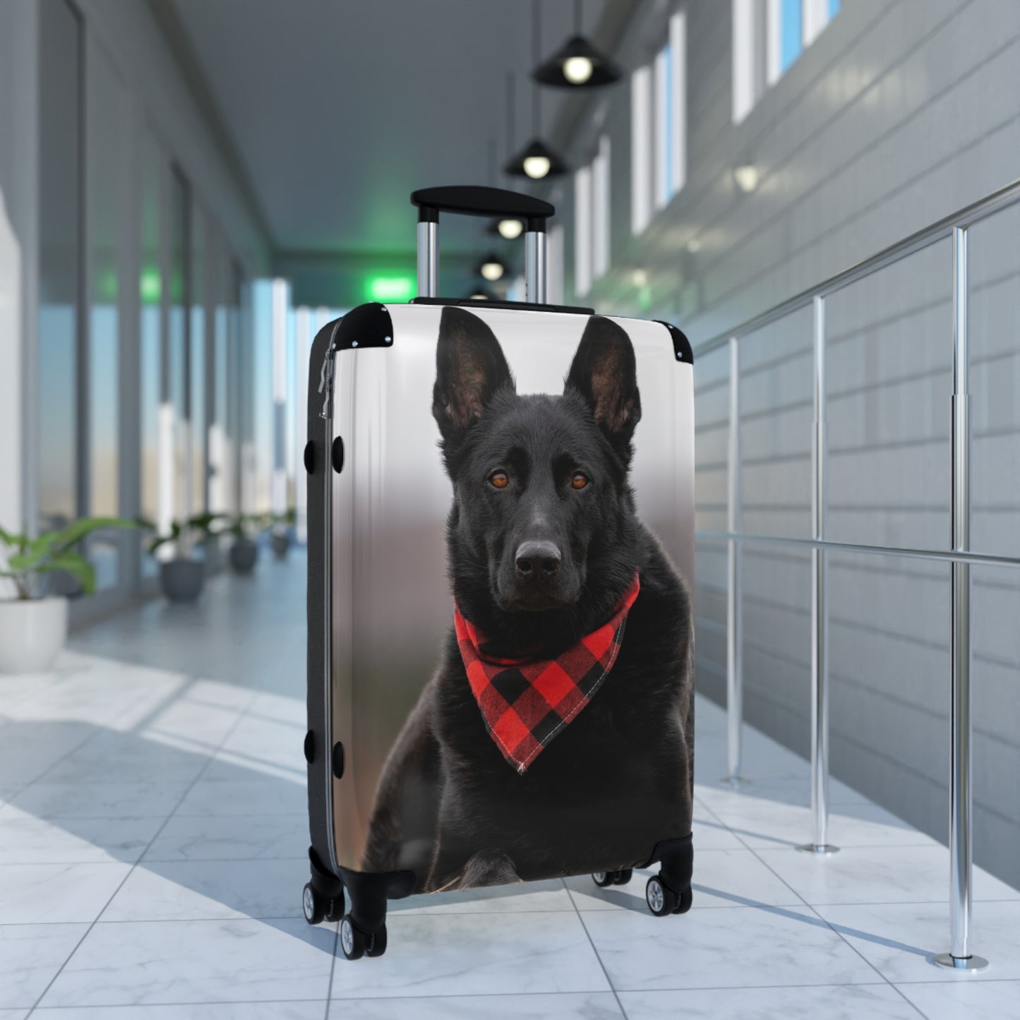 Custom Pet Suitcase Featuring Working Line German Shepherd Wearing a Neckerchief