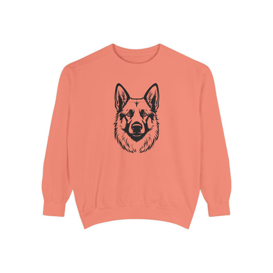 Unisex Dog Lover Sweatshirt With a Close Up Graphic of Black and Transparent German Shepherd