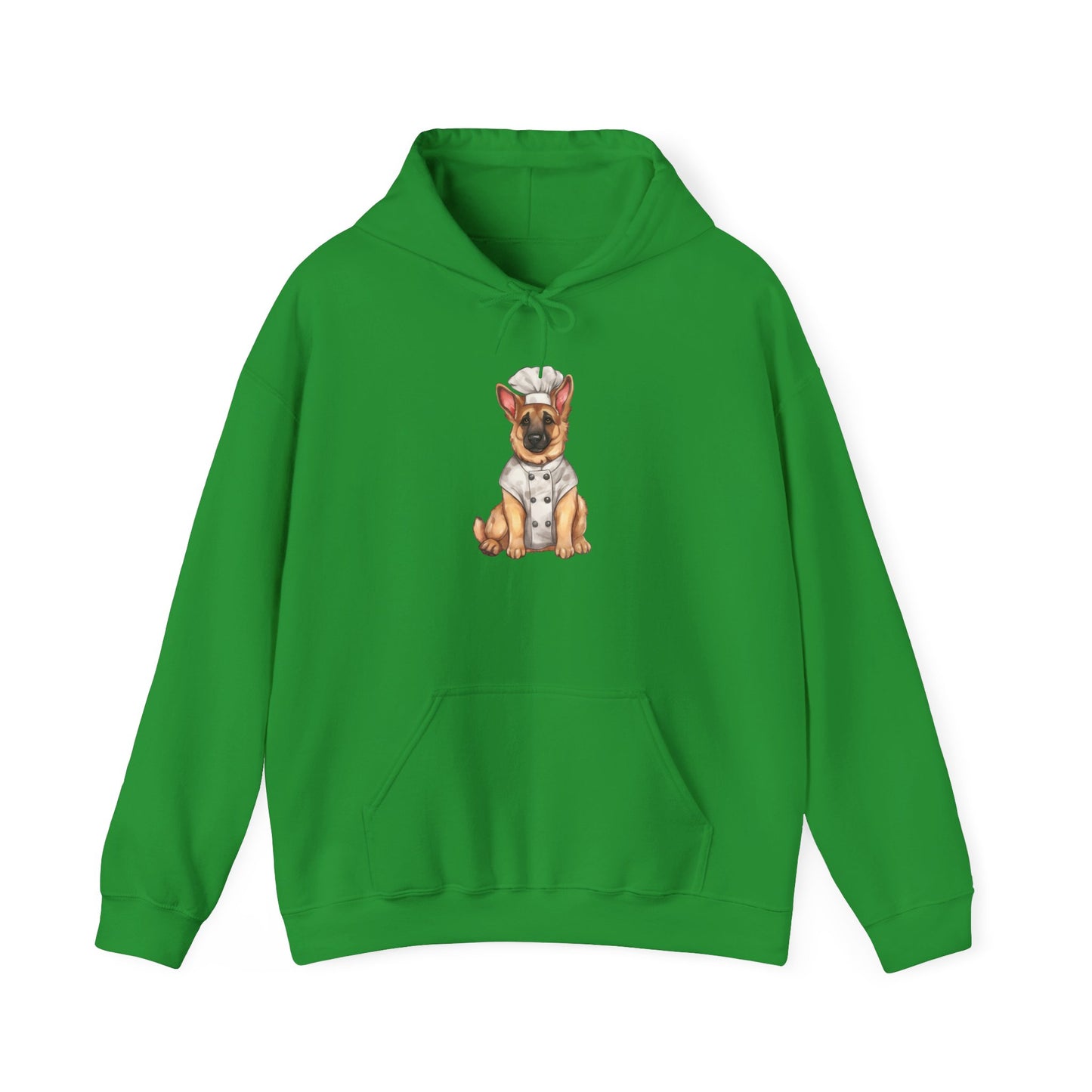 Unisex Dog Lover Hoodie With a Graphic of German Shepherd Wearing Chef Suit