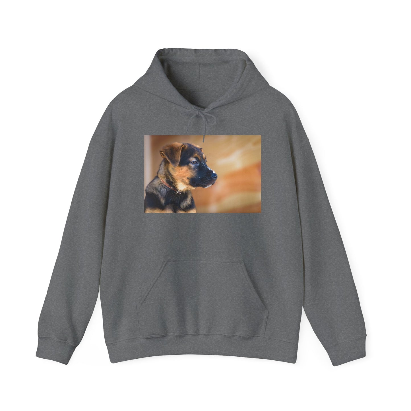A Unisex Dog Lover Hoodie With a and Red German Shepherd Puppy With Floppy Ears
