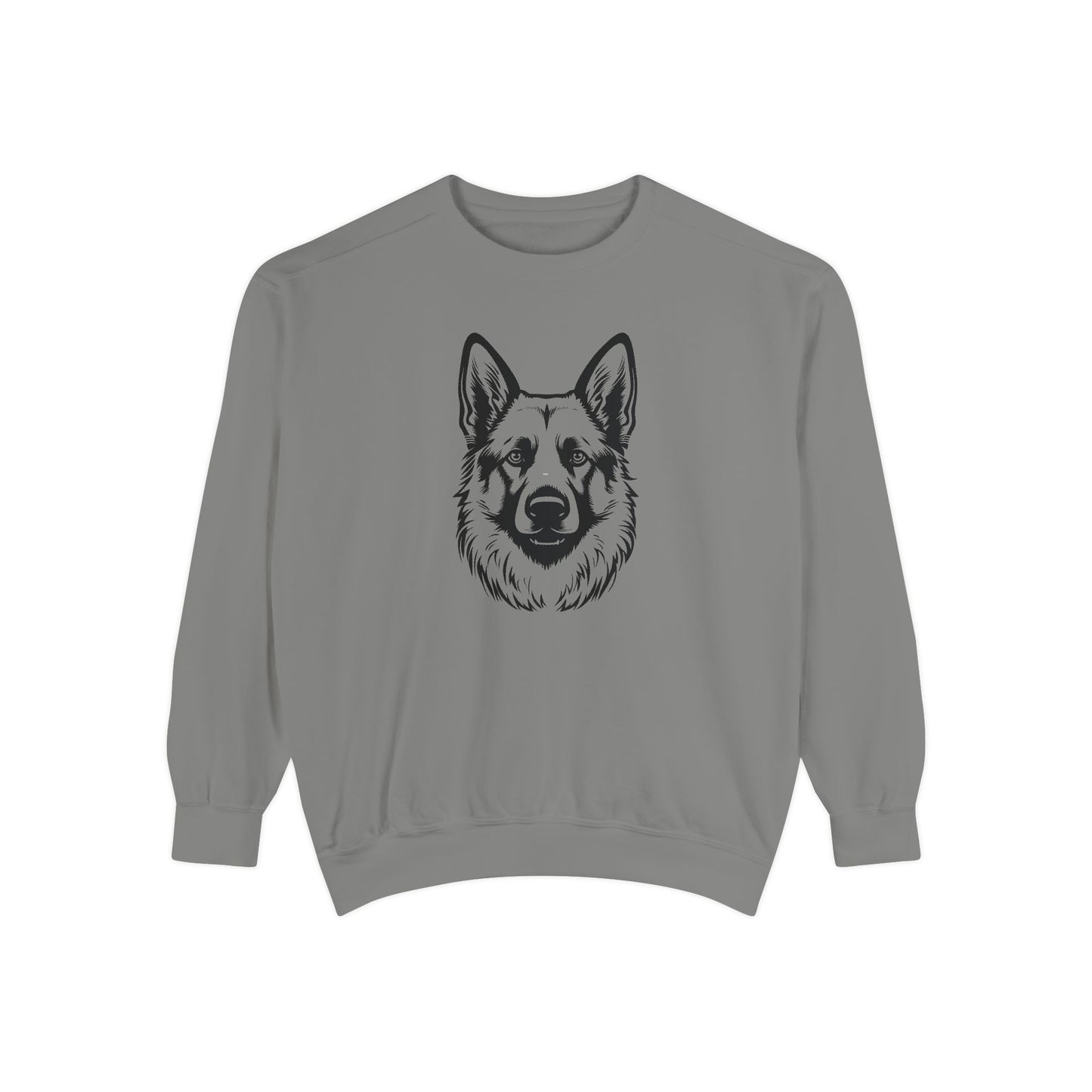 Unisex Dog Lover Sweatshirt With a Close Up Graphic of Black and Transparent German Shepherd