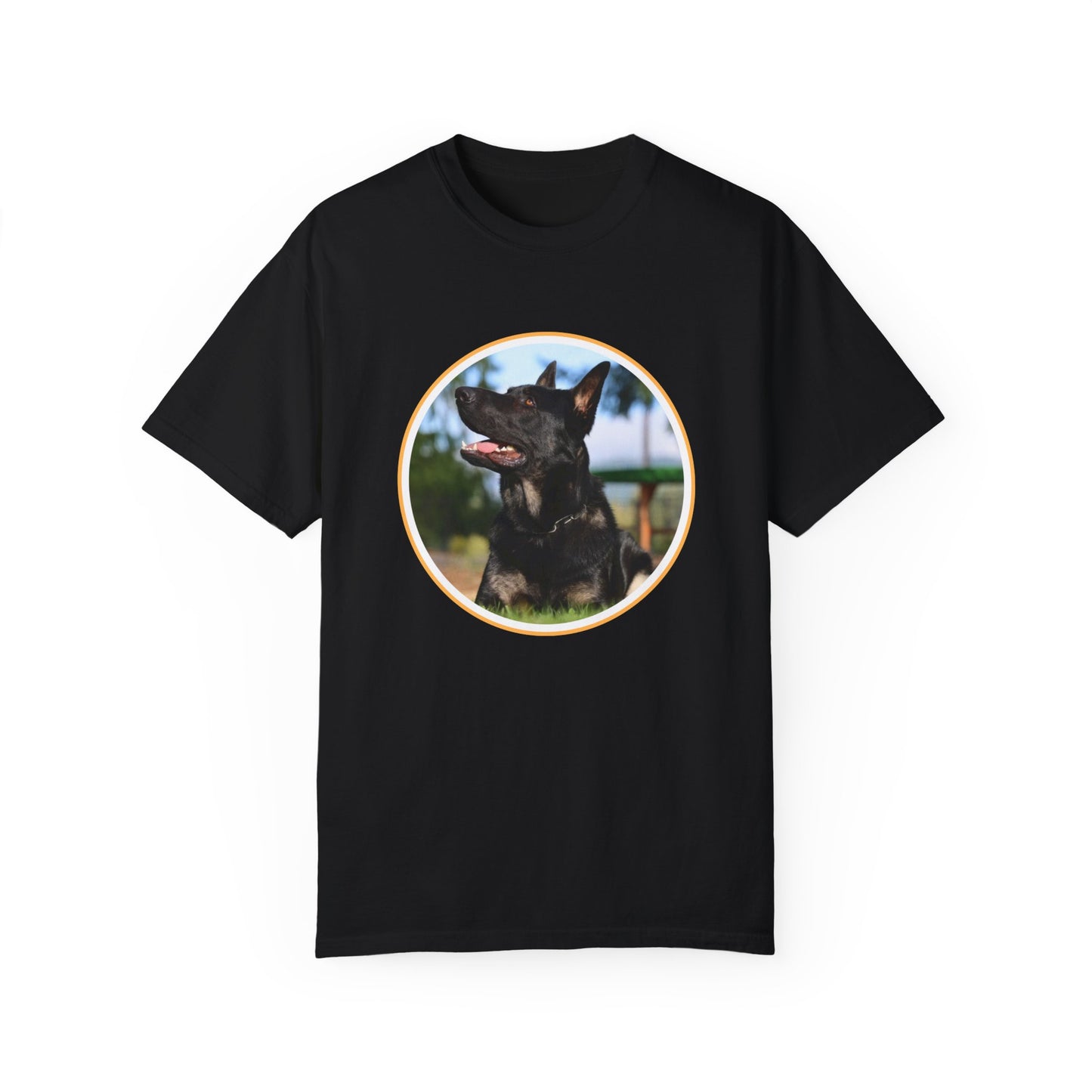 Unisex T-Shirt With Bicolor Working Line German Shepherd Sitting On The Ground