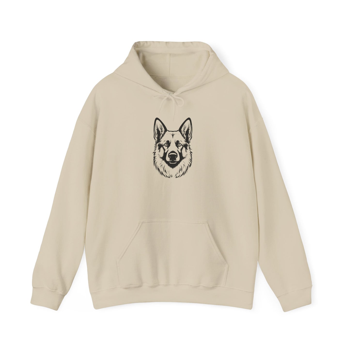 Unisex Dog Lover Hoodie With a Close Up Graphic of Black and Transparent German Shepherd
