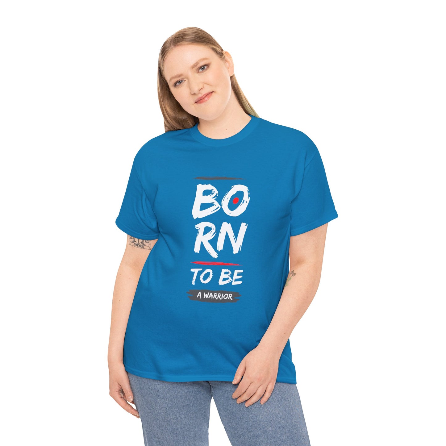 Born to Be a Warrior Unisex Heavy Cotton Tee, Inspirational Shirt for Veterans, Motivational Gift, Fitness Apparel, Casual Wear