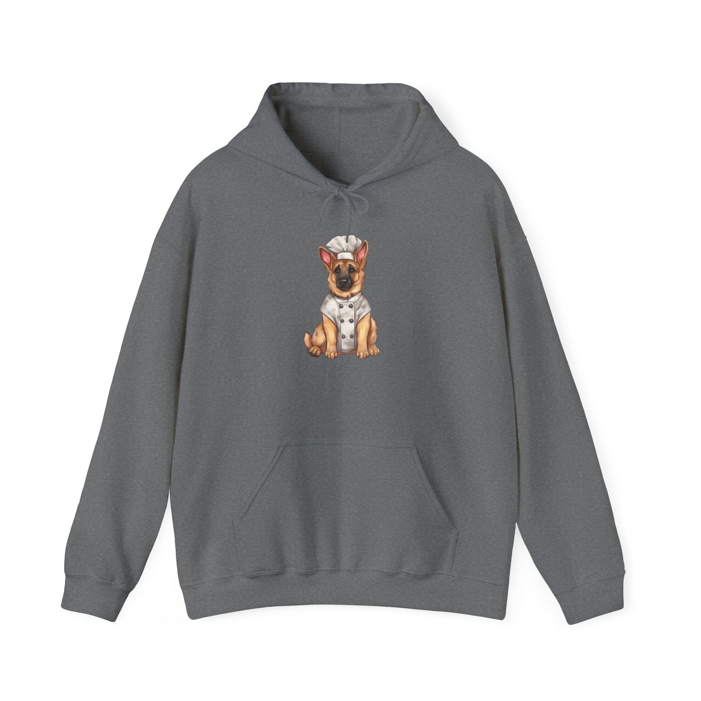 Unisex Dog Lover Hoodie With a Graphic of German Shepherd Wearing Chef Suit