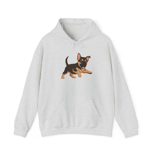 Unisex Dog Lover Hoodie With a Graphic of Cute Playing German Shepherd