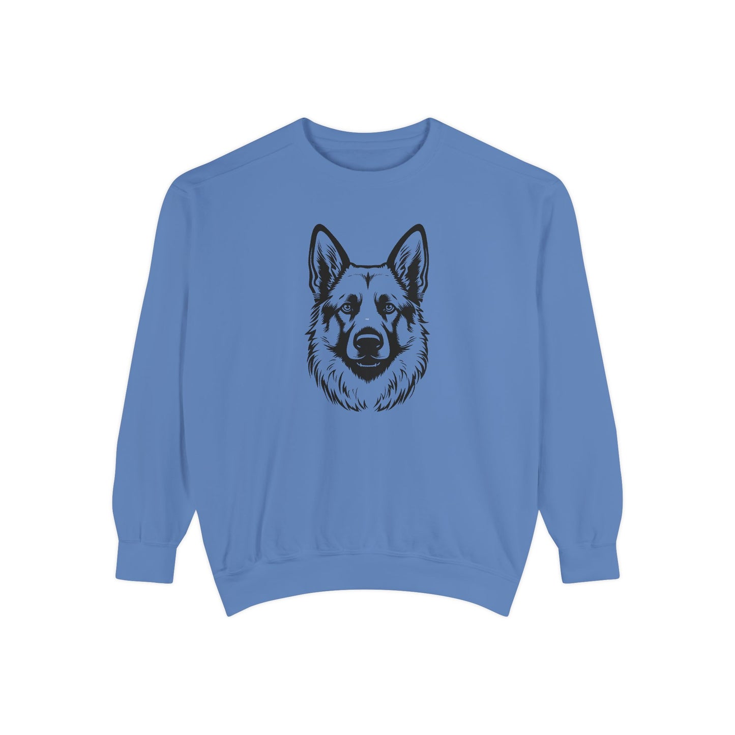 Unisex Dog Lover Sweatshirt With a Close Up Graphic of Black and Transparent German Shepherd