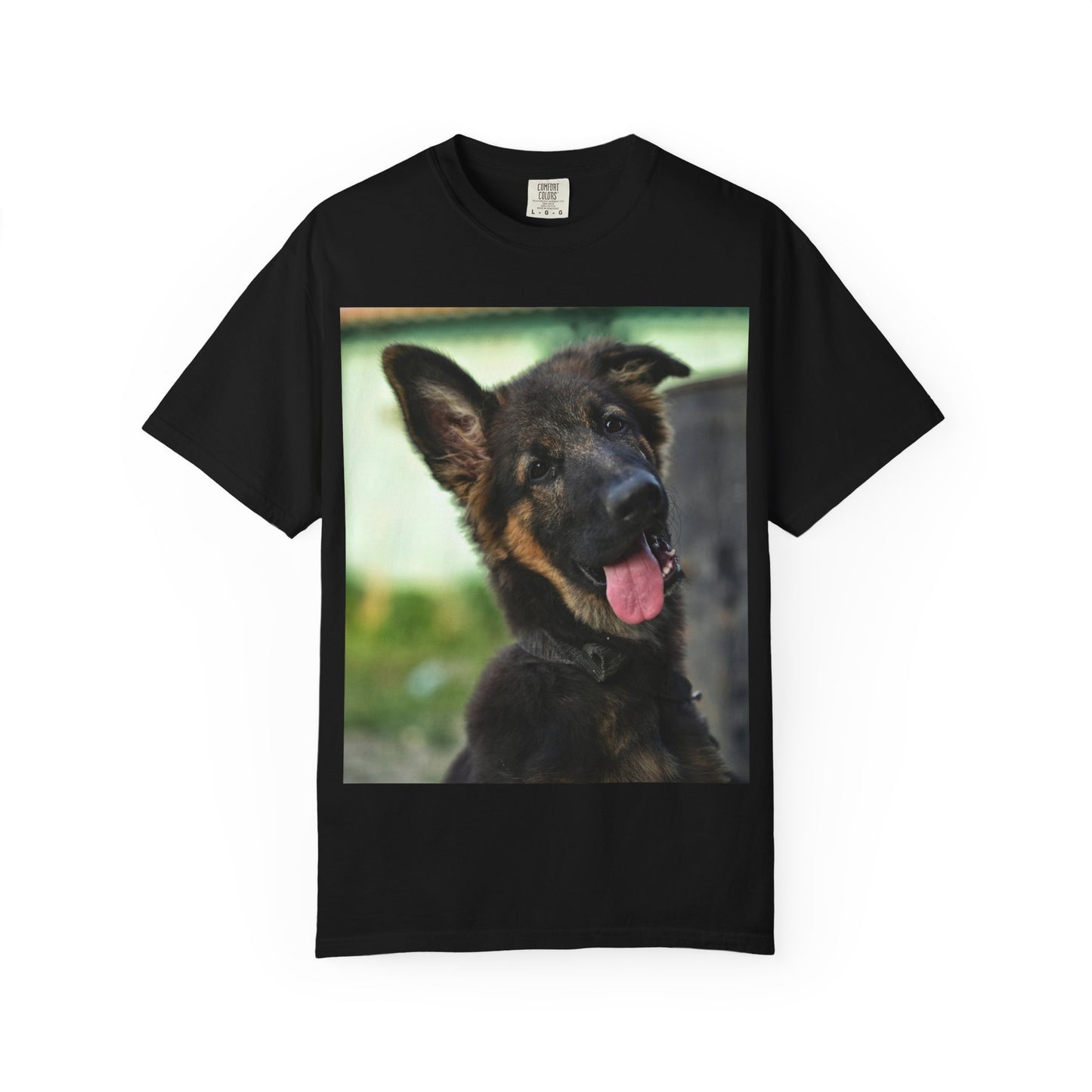 Happy Dog Graphic Unisex T-Shirt Featuring Cute German Shepherd Puppy