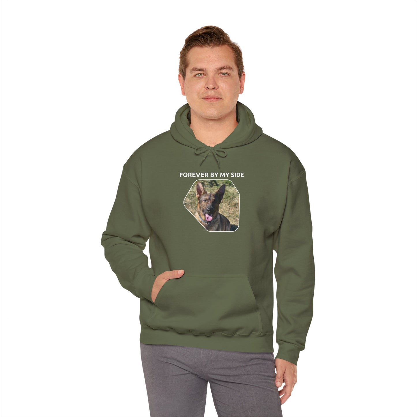 Unisex Dog Lover Hoodie With a Sable German Shepherd and Caption Forever By My Side