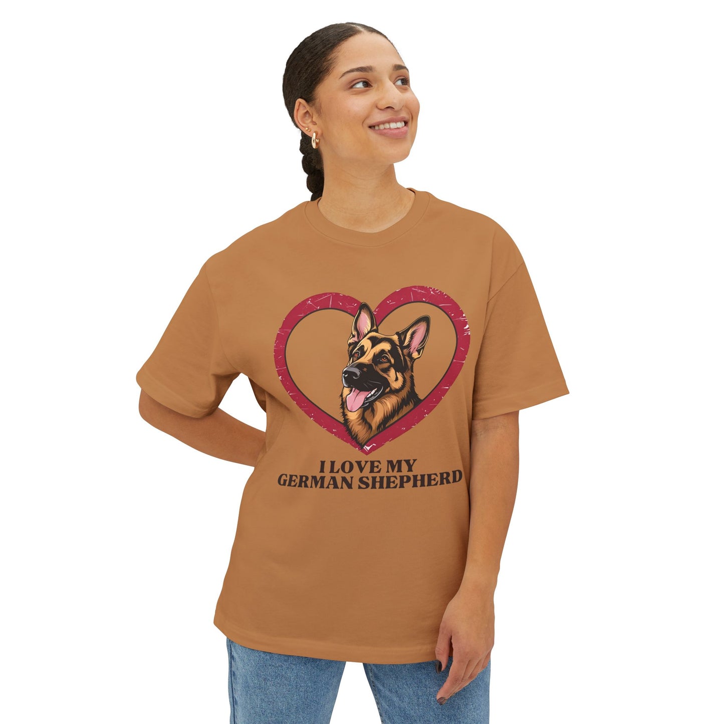 I Love My German Shepherd Unisex Oversized Boxy Tee, Dog Lover Shirt, Pet Owner Gift, Casual Wear, Animal Lover Gift, Birthday Gift