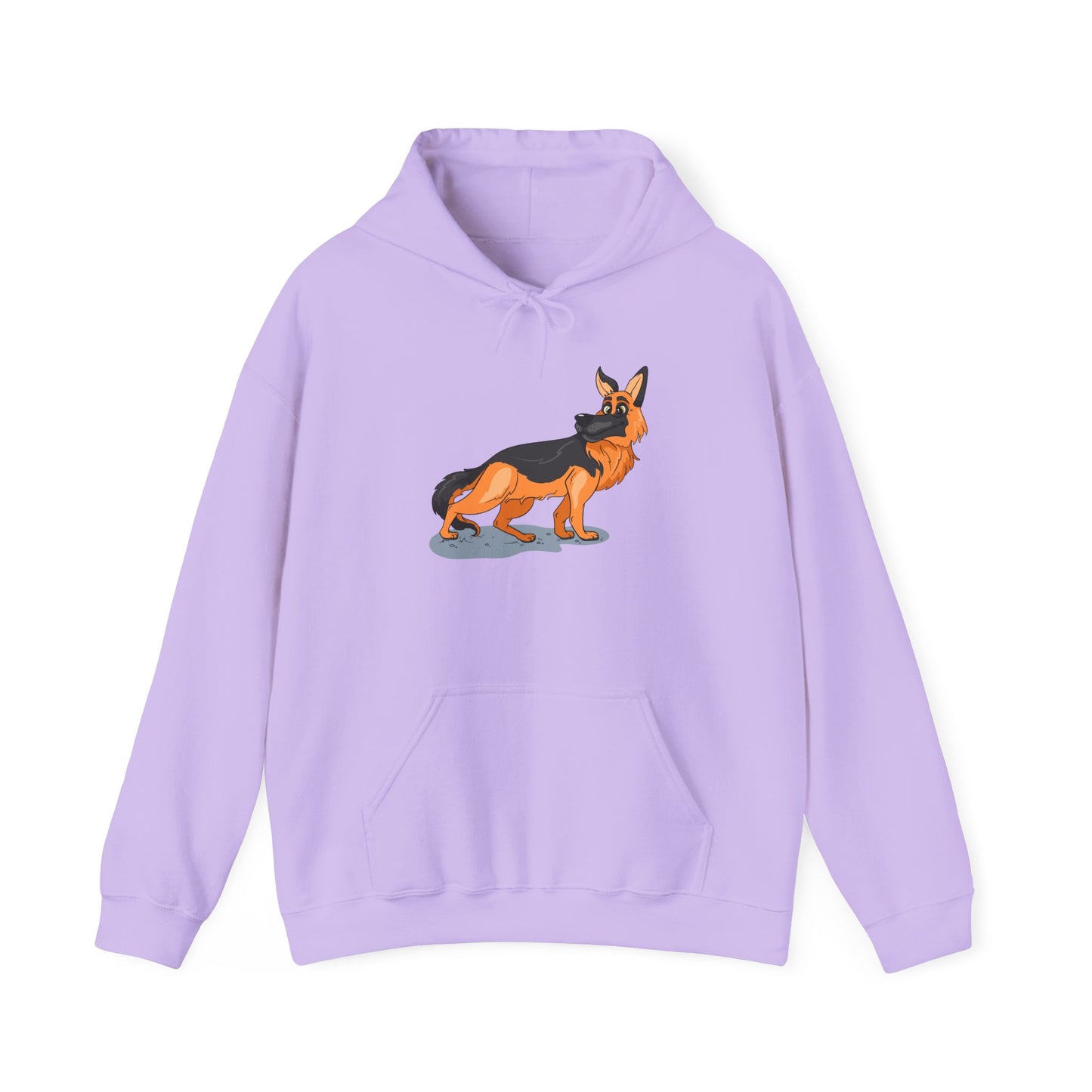 Unisex Dog Lover Hoodie With a Cartoon of Astonished German Shepherd Turning His Head