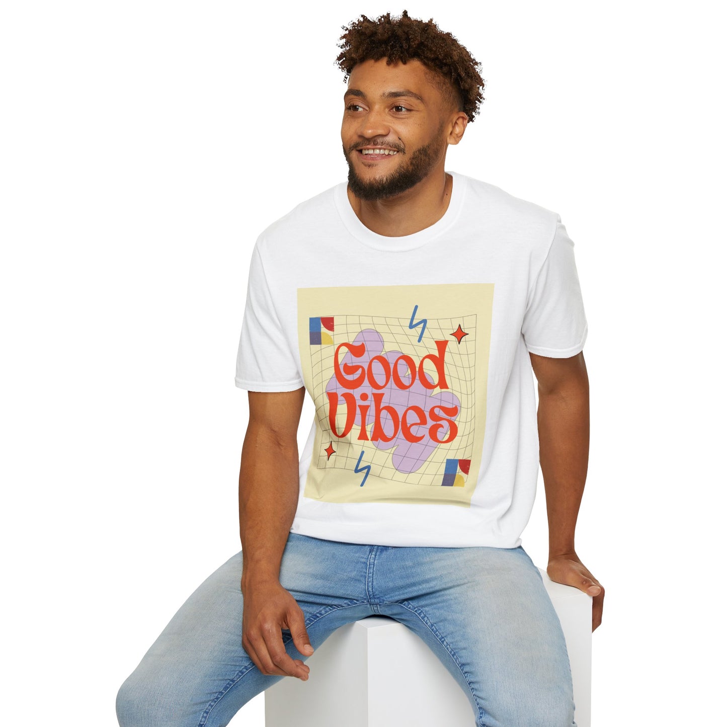 Good Vibes Unisex Softstyle T-Shirt, Relaxed Fit Tee, Casual Wear, Gift Idea, Positive Quotes, Everyday Comfort, Summer Fashion