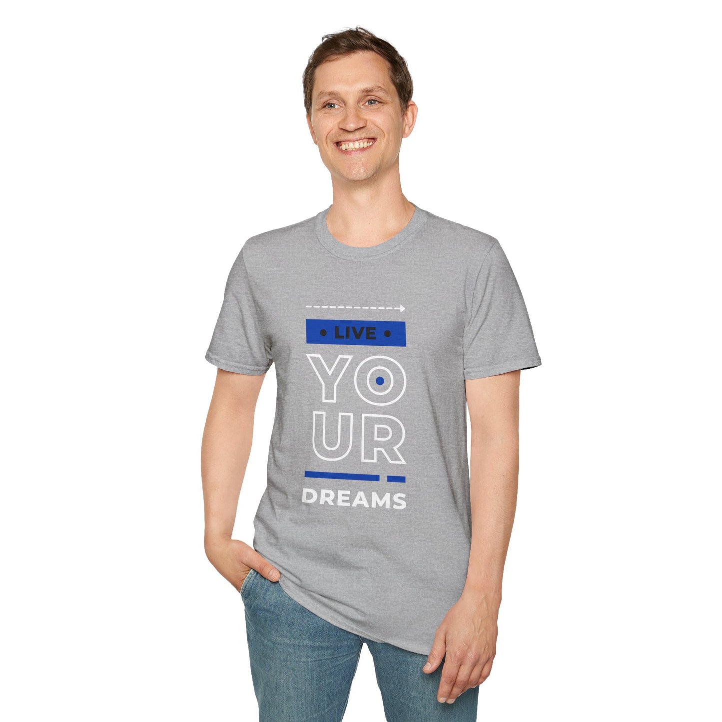 Live Your Dreams Unisex Softstyle T-Shirt, Inspirational Tee, Motivational Gift, Casual Wear, Daily Reminder, Empowerment Top
