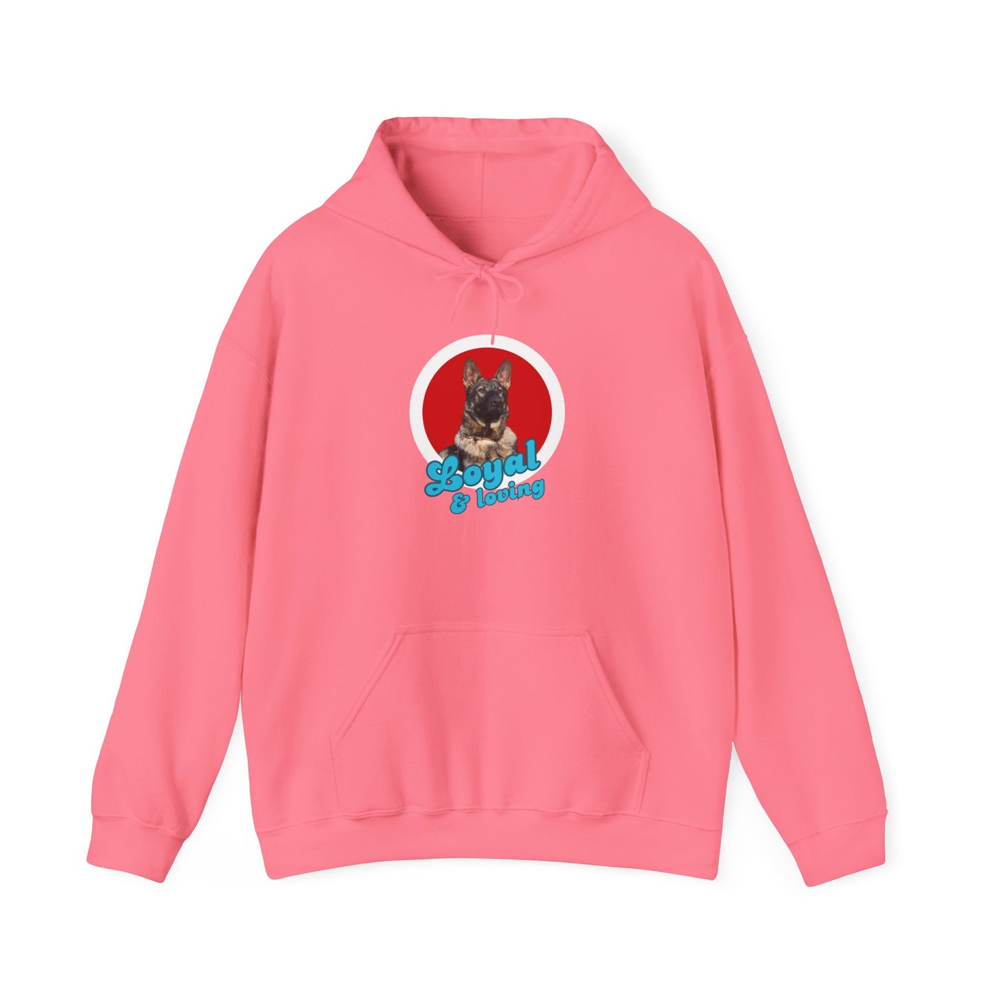 Unisex Dog Lover Hoodie With Close Up of Working Line German Shepherd and Caption Loyal & Loving