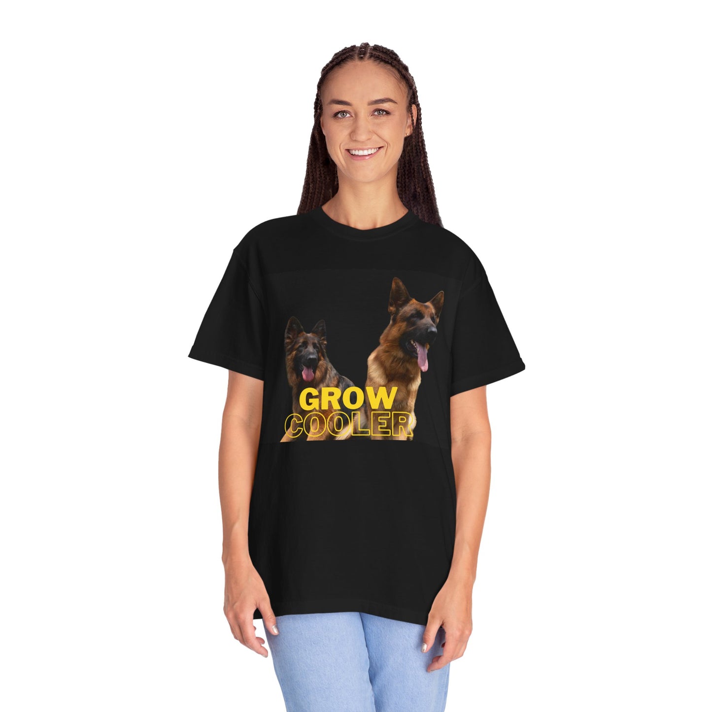 Unisex Dog Lover T-Shirt With Two German Shepherds and Caption Grow Cooler