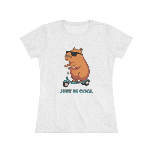 Just Be Cool Women's Triblend Tee - Funny Mouse On the Scooty, Fun Graphic Tee, Cute Animal T-Shirt, Gifts for Animal Lovers, Casual Summer Shirt, Unique Gift Idea