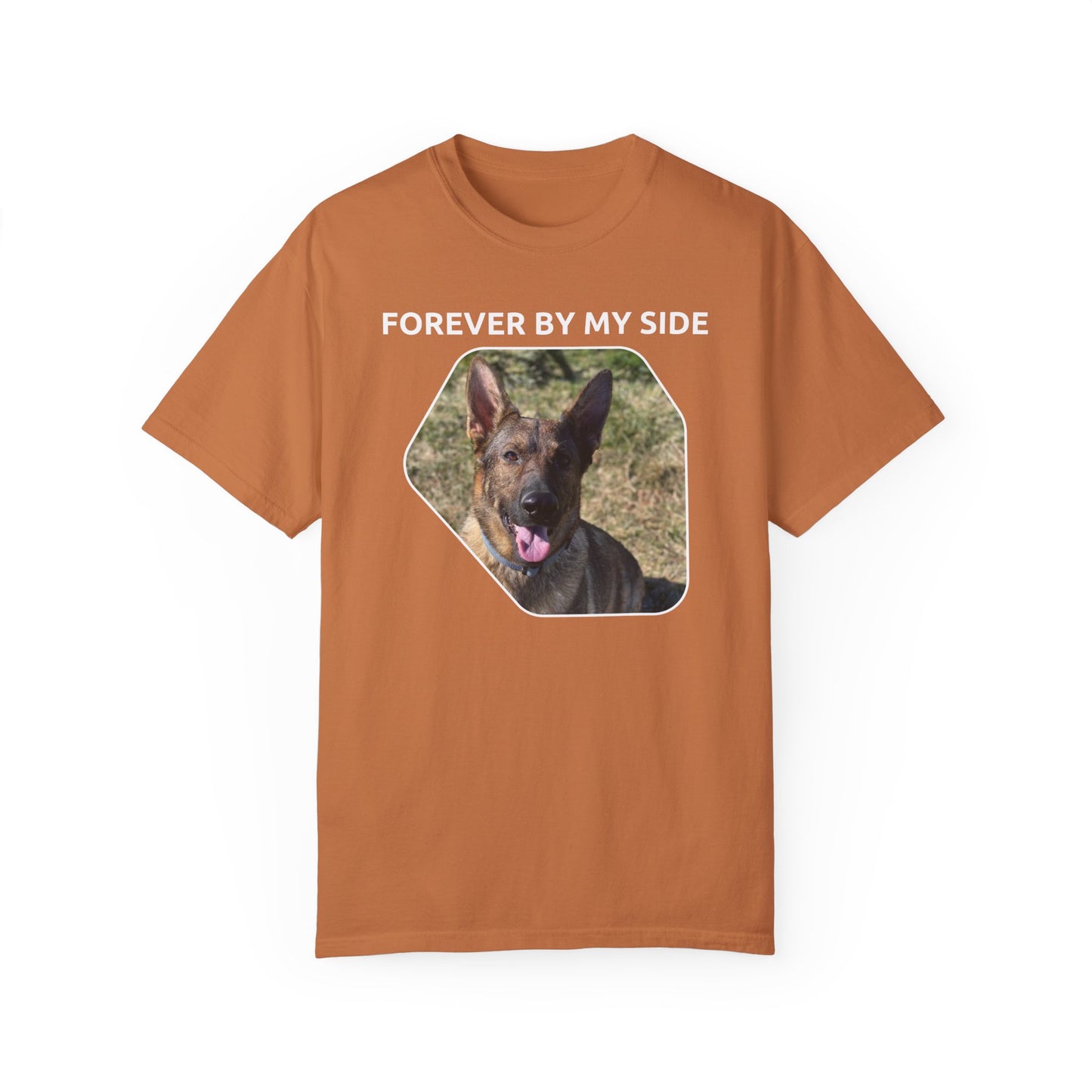 Unisex Dog Lover T-Shirt With Sable German Shepherd and Caption Forever By My Side