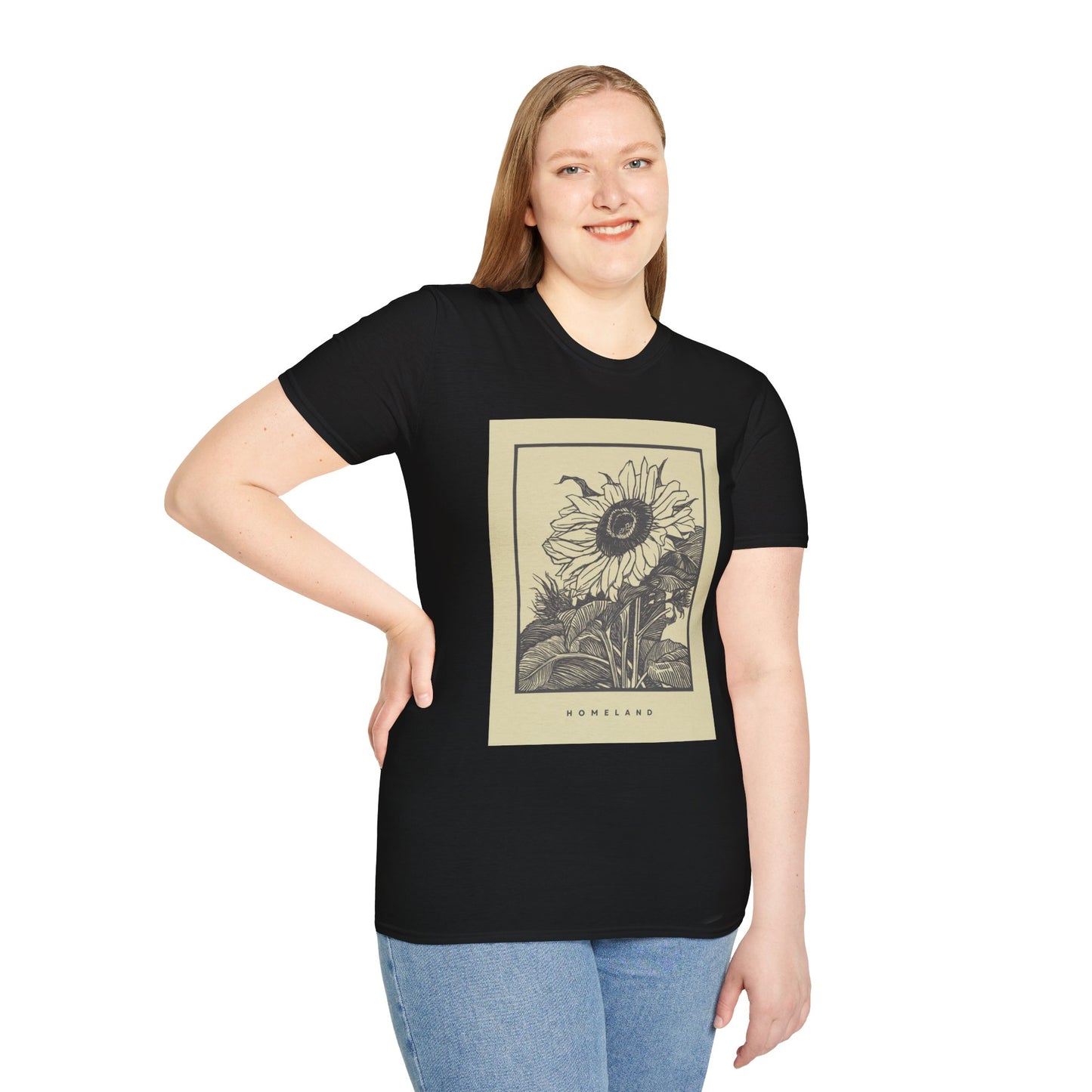 Vintage Sunflower Unisex T-Shirt, Softstyle Tee, Casual Wear, Nature Lover Gift, Summer Fashion, Homelands Design