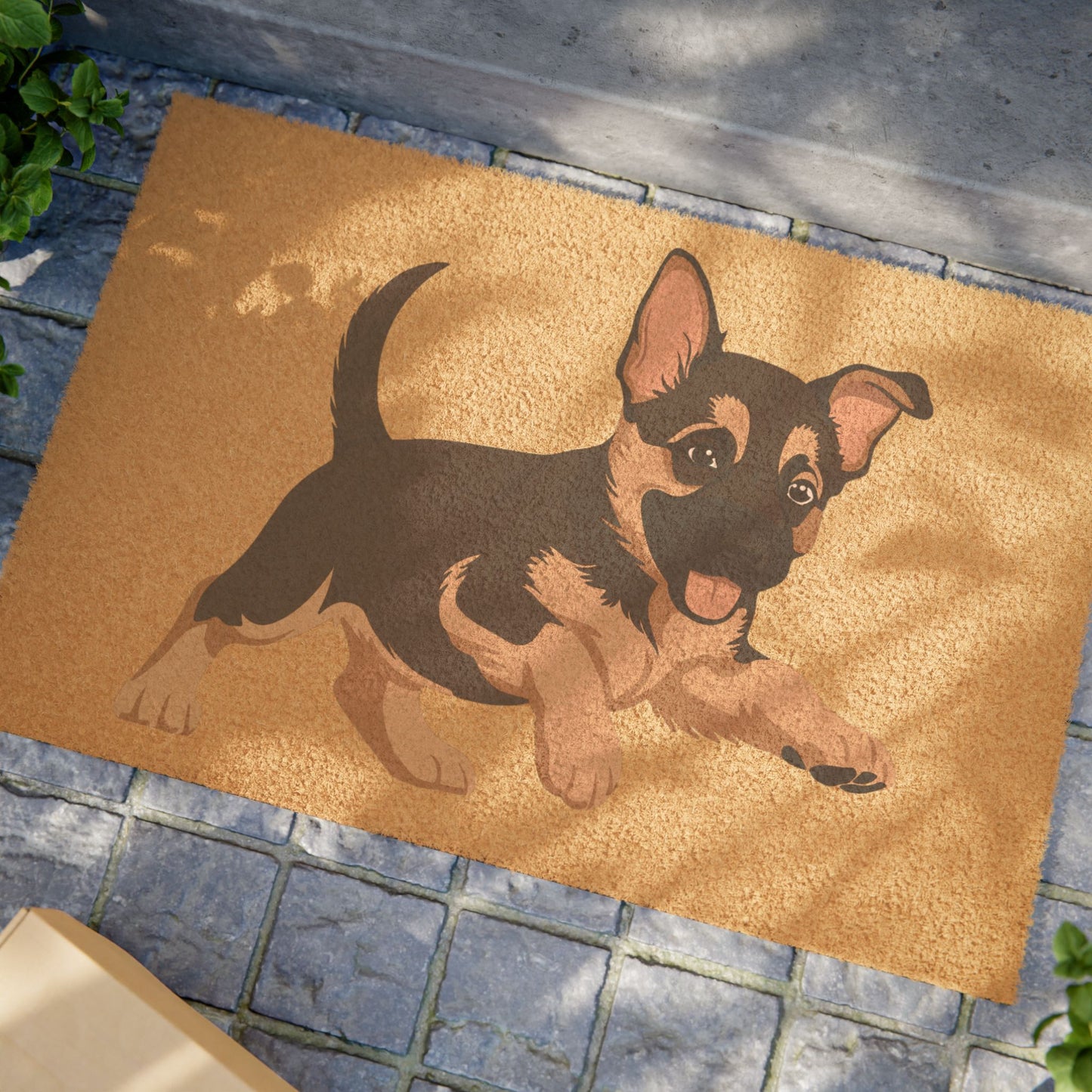 German Shepherd Doormat Featuring Graphic of a Cute Playing German Shepherd Puppy