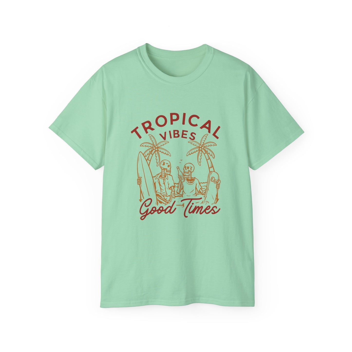 Tropical Vibes Unisex Cotton Tee, Fun Summer Shirt, Vacation Outfit, Beach Party Apparel, Good Times Graphic Tee