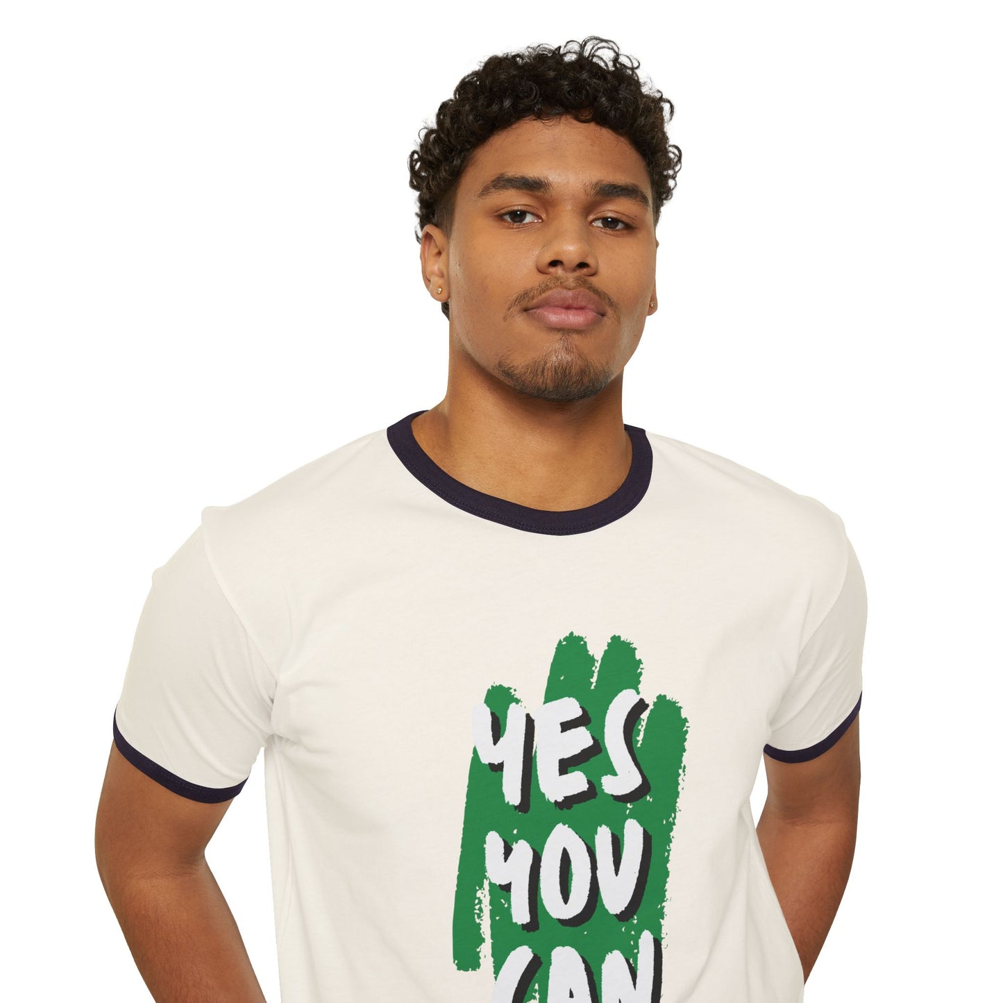 Yes You Can Unisex Cotton Ringer T-Shirt, Motivational Tee, Casual Wear, Gift for Friends, Positive Vibes, Everyday Comfort